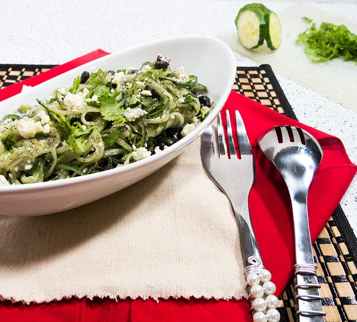 Spiralized Cucumber Black Bean Salad Apples for CJ