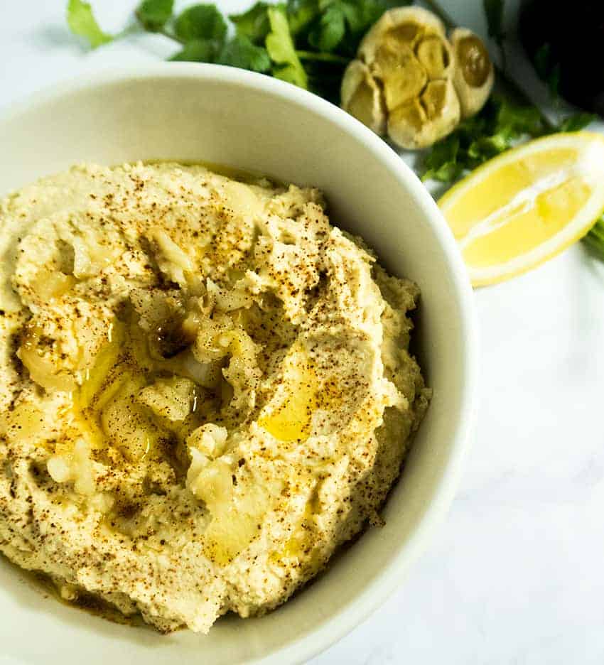 Easy Roasted Garlic Hummus Apples for CJ