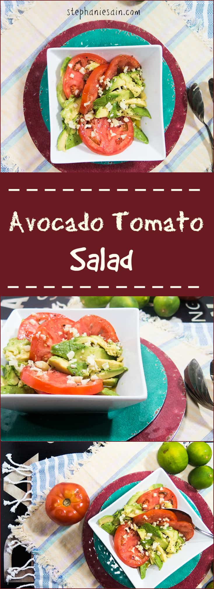 Avocado Tomato Salad is a healthy, quick salad with under five ingredients. Vegan and Gluten Free.