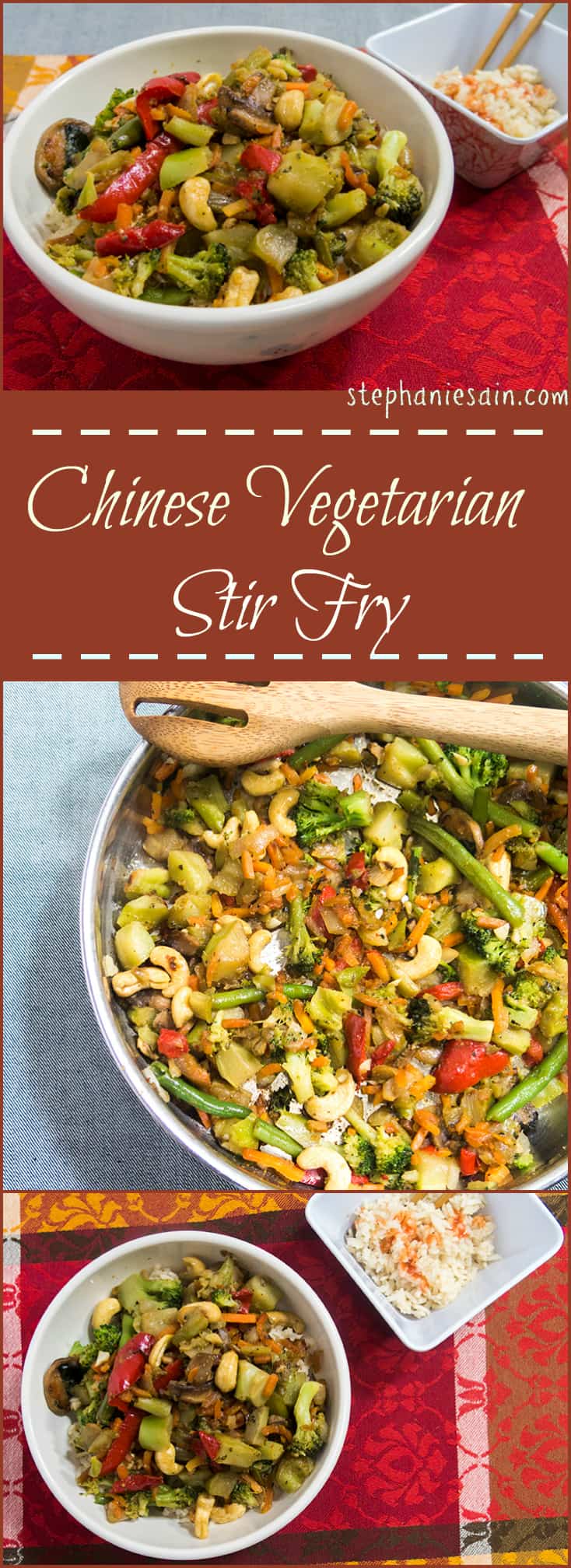 Chinese Vegetarian Stir Fry is a quick, tasty, healthy dinner perfect for any night of the week. Better than takeout. Vegetarian, Vegan, and Gluten Free.