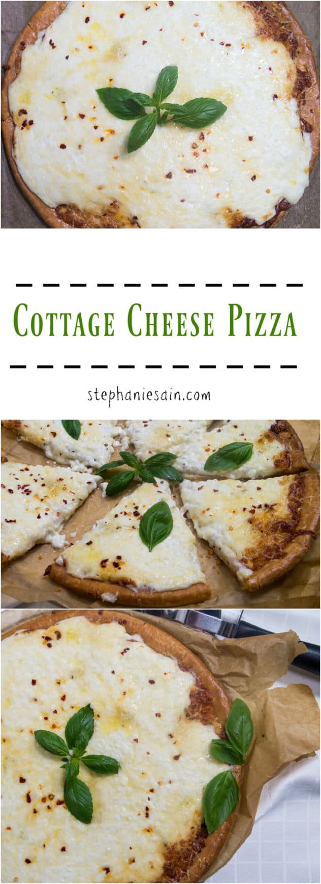 Cottage Cheese Pizza is an easy to prepare tasty pizza with only five ingredients. Vegetarian and Gluten Free.