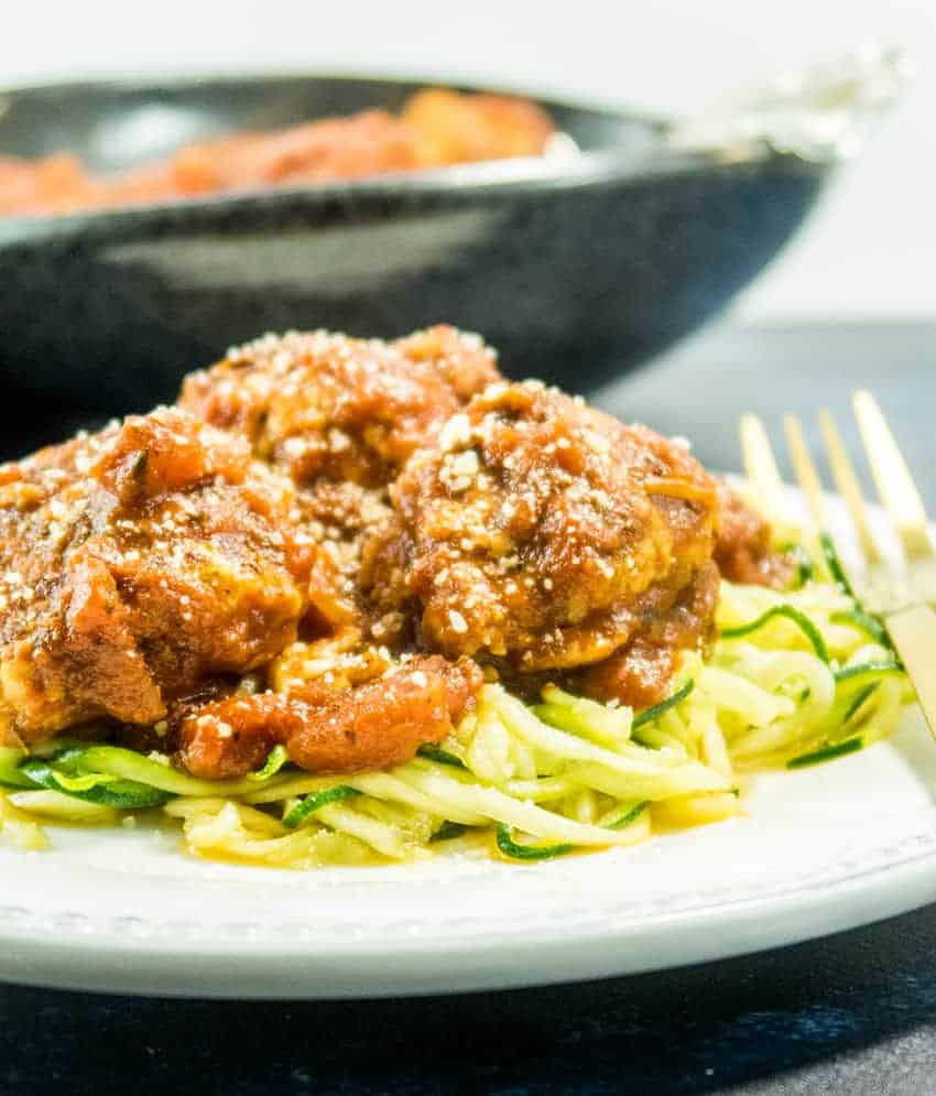 Zoodles with Cauliflower Meatless Balls