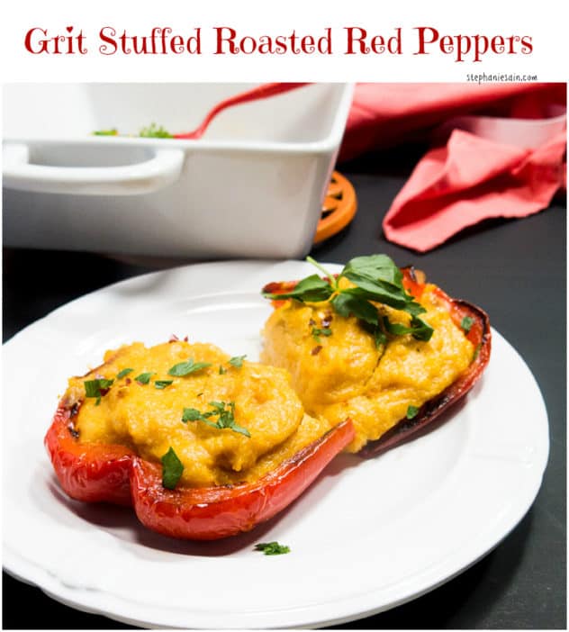 Grit Stuffed Roasted Red Peppers