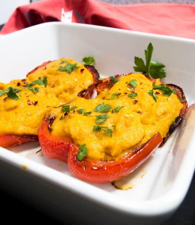 Grit Stuffed Roasted Red Peppers