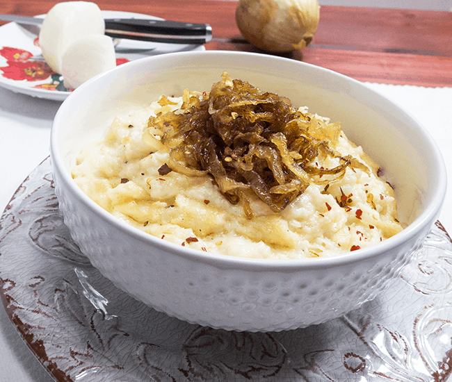 Mashed Cauliflower with Caramelized Onions