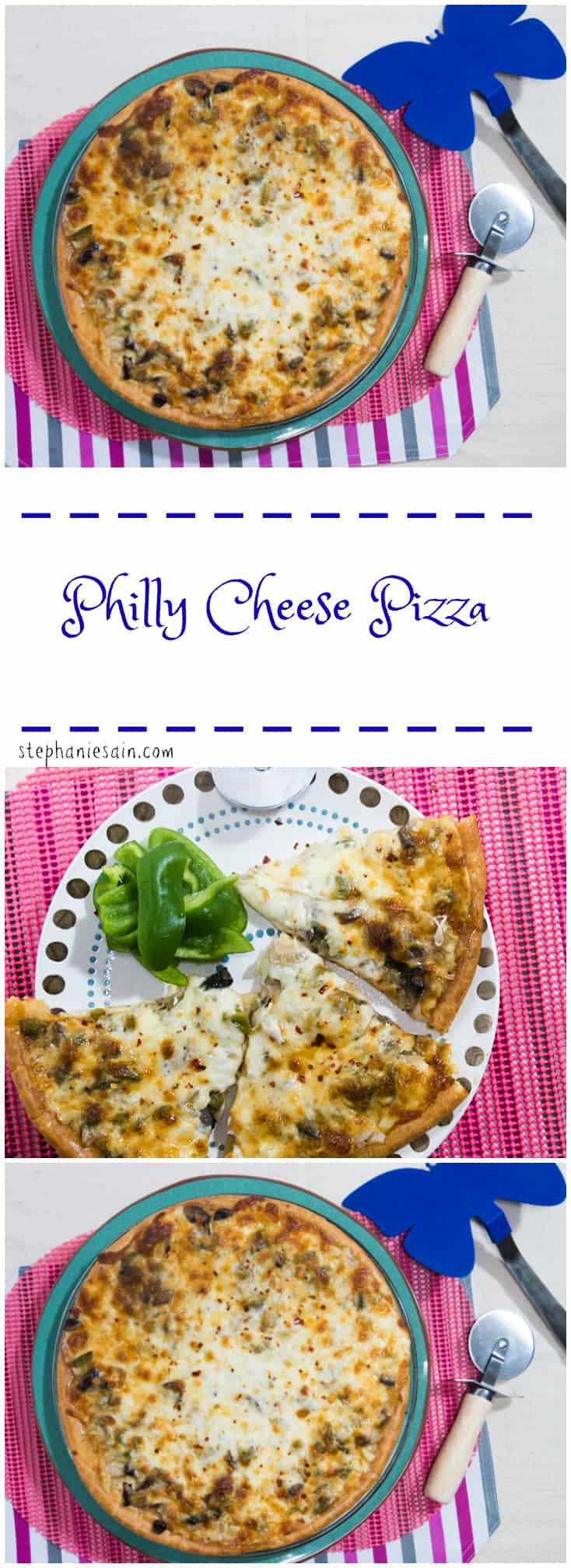 Philly Cheese Pizza is a tasty, easy to prepare pizza inspired by the flavors of a Philly sub. Vegetarian and Gluten Free.