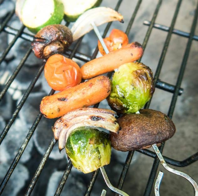 Vegetables on a skewer on the grill