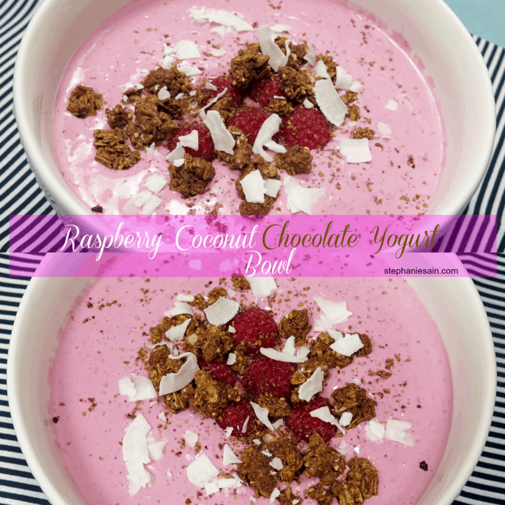 Raspberry Coconut Chocolate Yogurt Bowl