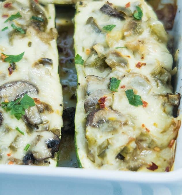 Vegetarian Philly Style Zucchini Boats