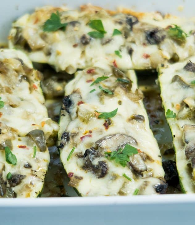 Vegetarian Philly Style Zucchini Boats