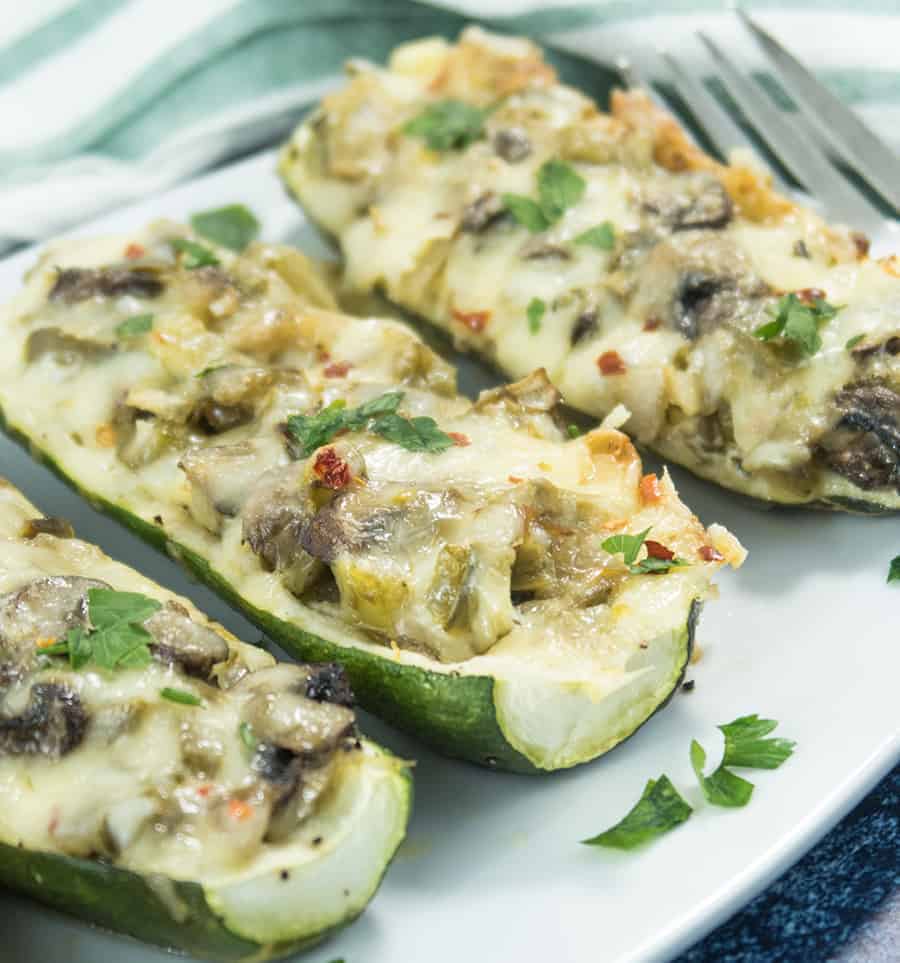 Vegetarian Philly Style Zucchini Boats