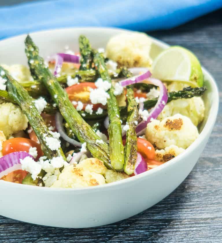 Roasted Asparagus & Cauliflower Salad (Gluten Free) Apples for CJ