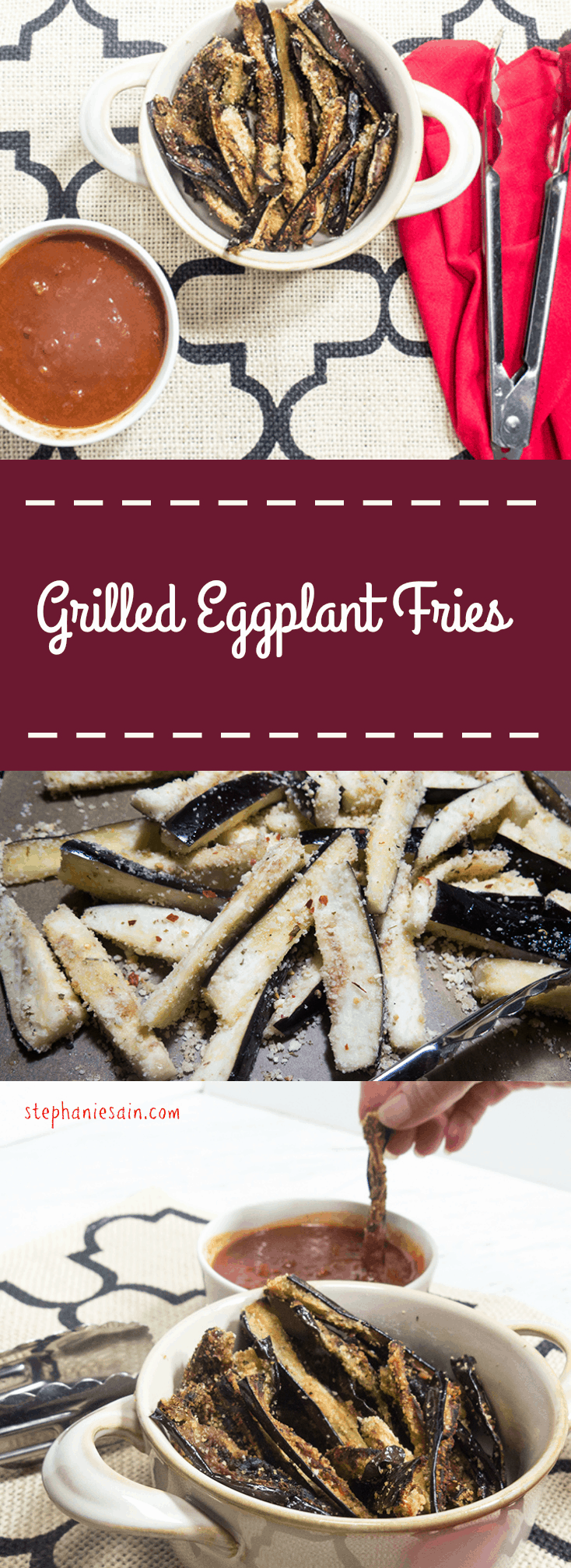 Grilled Eggplant Fries are a tasty, healthy way to have fries. Also make a great appetizer. Vegan and Gluten free.