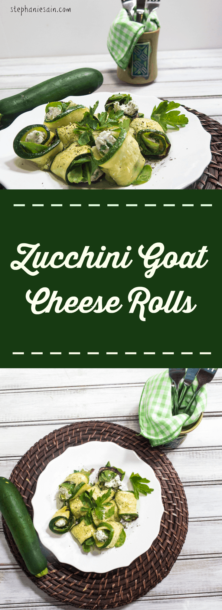 Zucchini Goat Cheese Rolls are the perfect little appetizer that are vegetarian and gluten free.