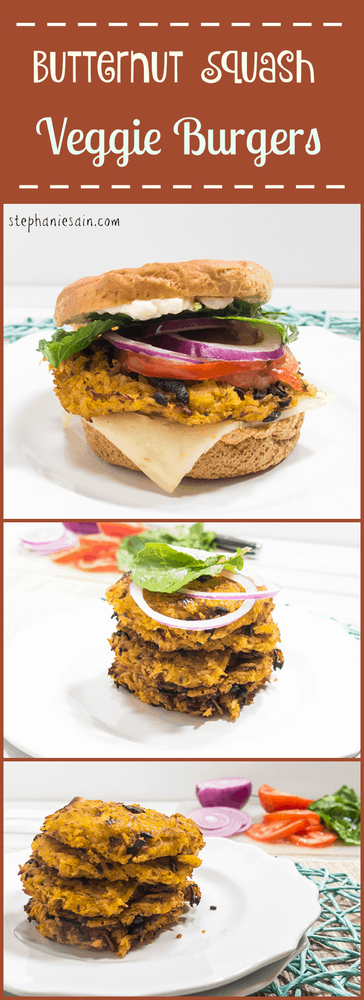 Butternut Squash Veggie Burgers are a tasty, healthy, vegan and gluten free burger. Great with all your favorite burger toppings.