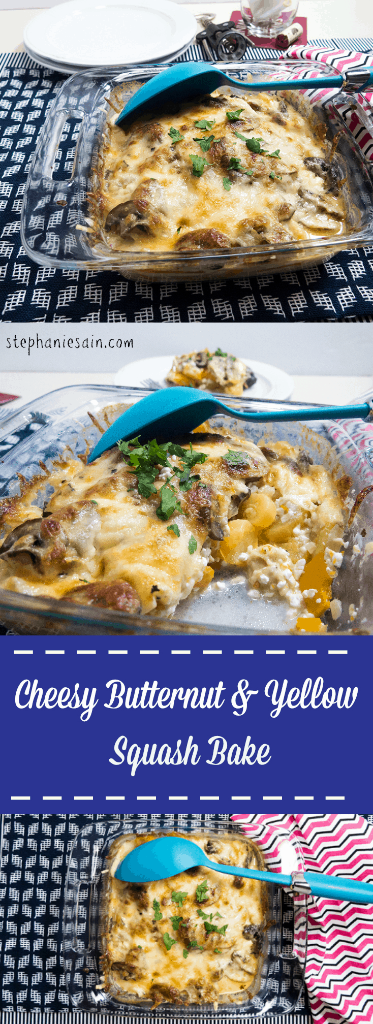 Cheesy Butternut & Yellow Squash Bake is a tasty, easy to prepare dinner that is both Vegetarian and Gluten Free.