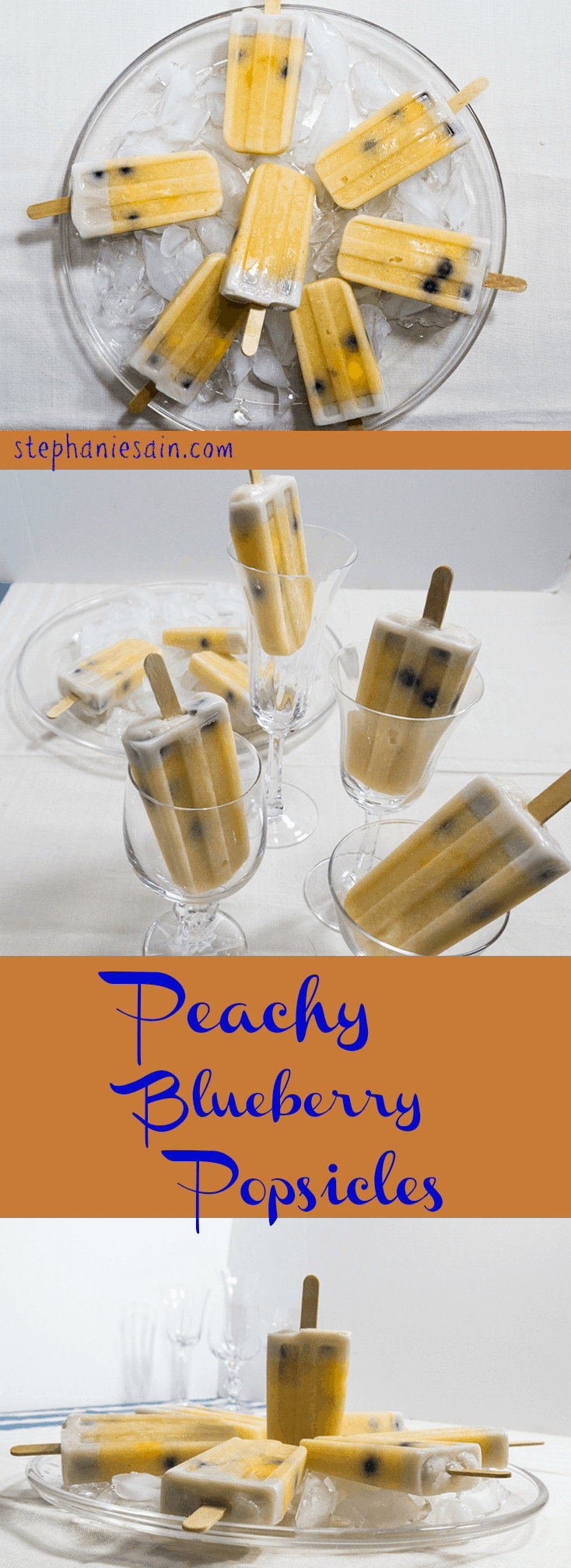 Peachy Blueberry Popsicles are a healthy, tasty summertime treat. Only three ingredients and Vegan and Gluten Free.