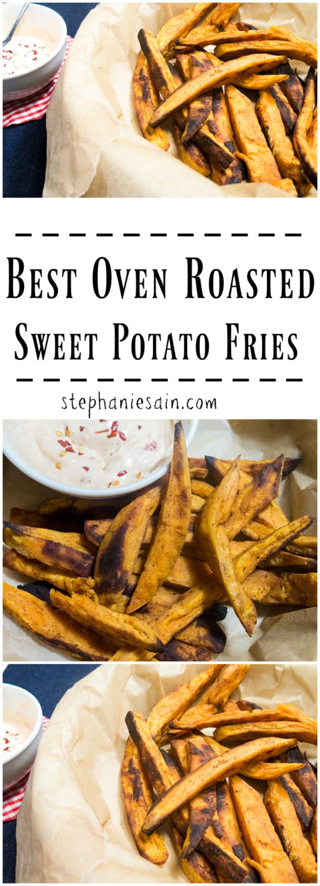 Best Oven Roasted Sweet Potato Fries are a healthier tasty option for fries. They are the perfect blend of sweet and savory. Vegetarian and Gluten Free.