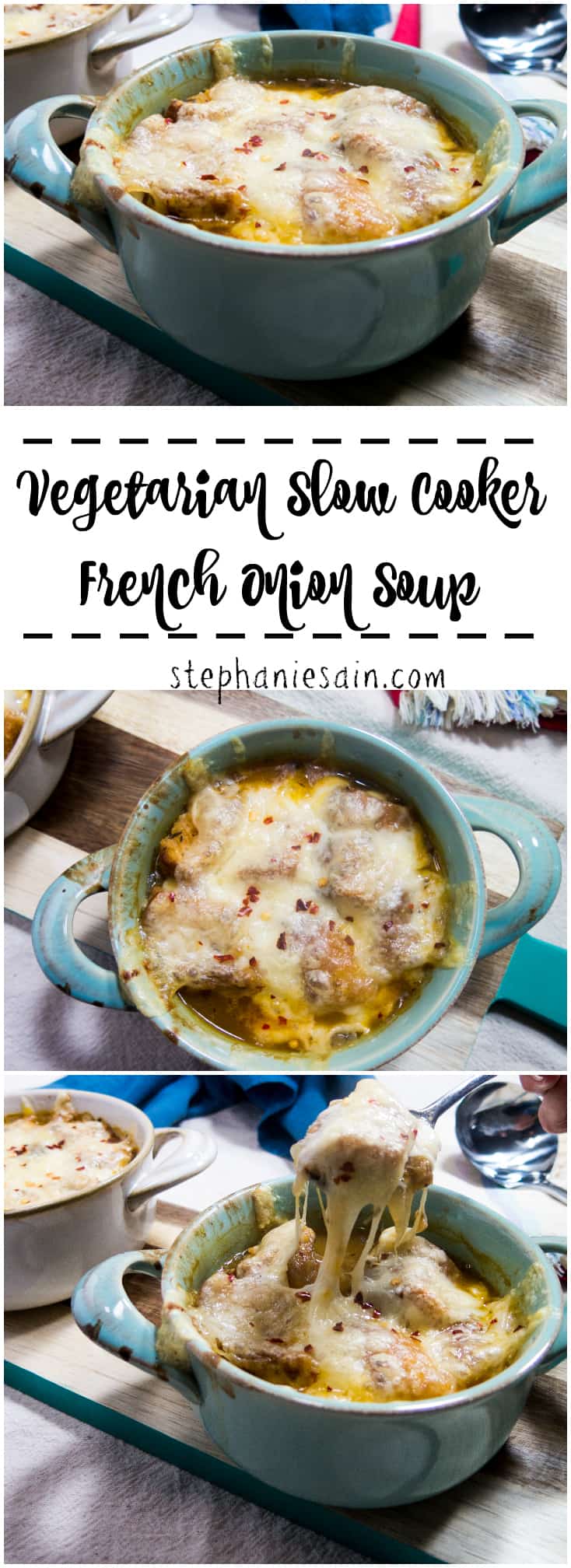 Vegetarian Slow Cooker French Onion Soup Apples for CJ