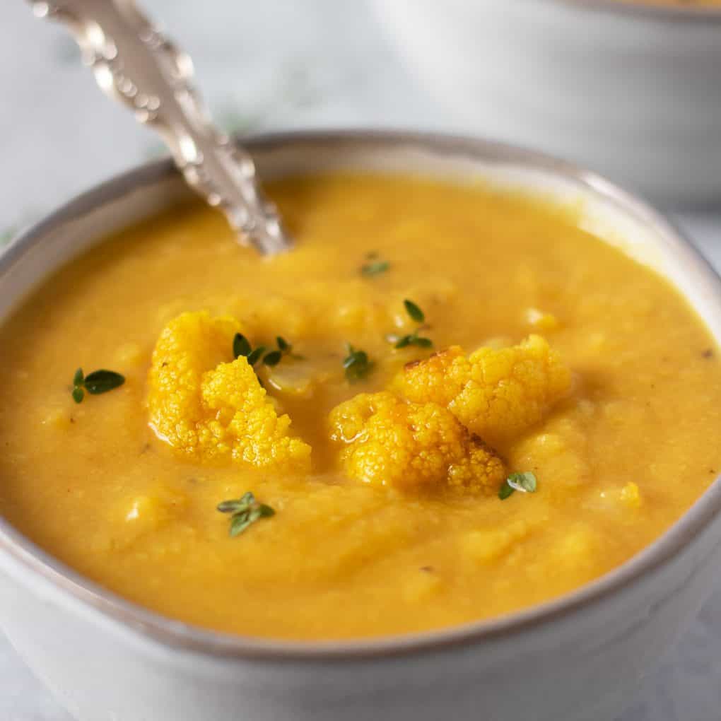 Roasted Cauliflower Soup (Vegan, Gluten Free) Apples for CJ