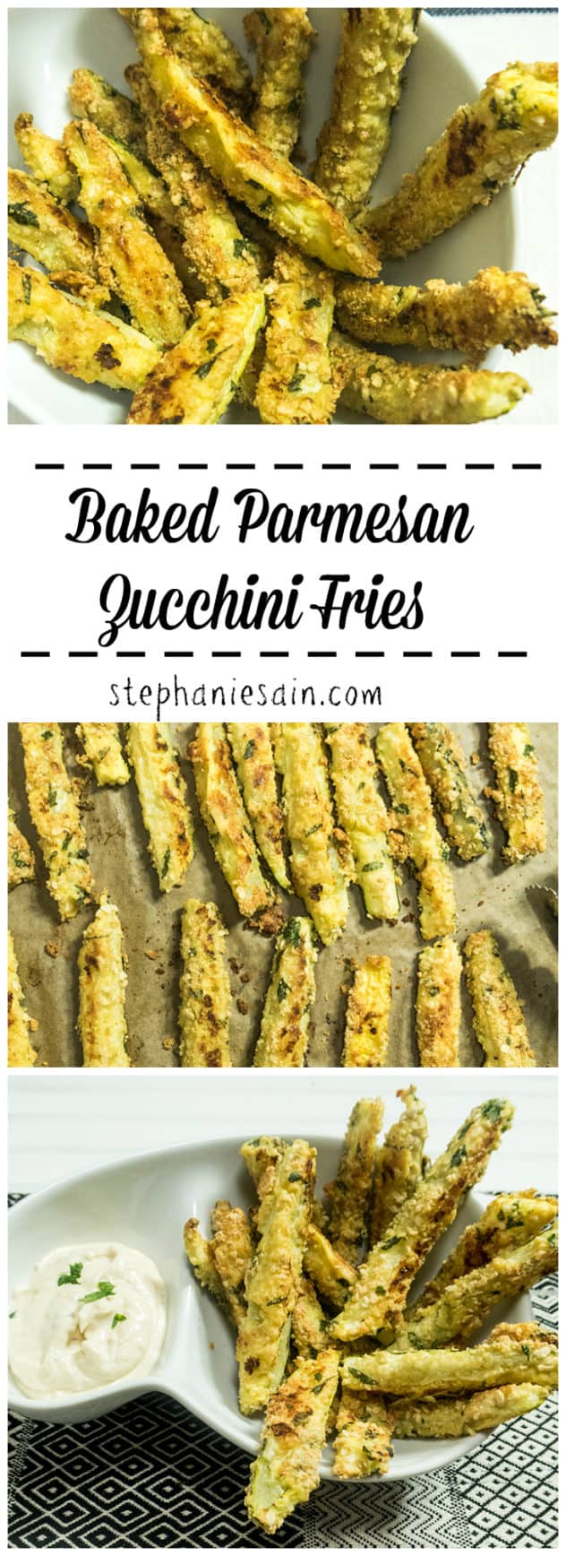 Baked Parmesan Zucchini Fries are a tasty, healthier fry with less than five ingredients. Perfect as a side or appetizer. Gluten Free & Vegetarian.