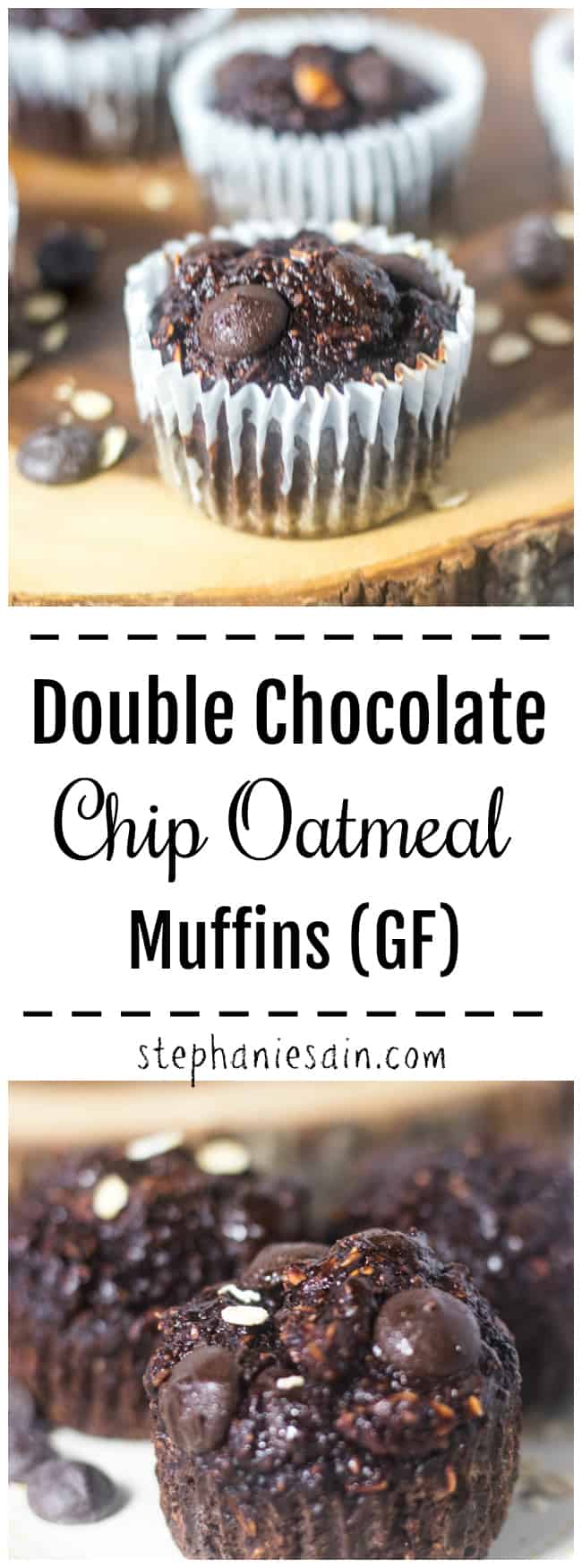 These Chocolate Muffins are jam packed with chocolate chips and oatmeal. A healthier muffin made with simple ingredients that's perfect for breakfast, snacking or dessert. Gluten Free and No Added Refined Sugars.