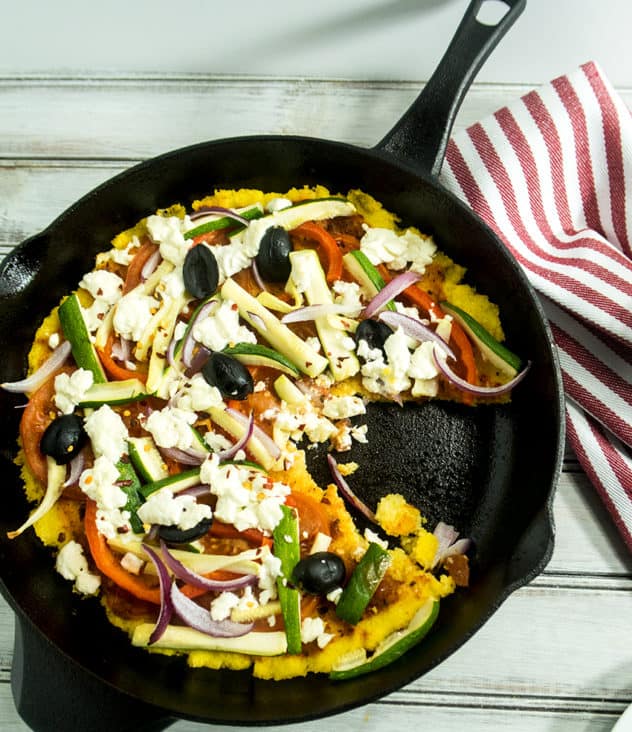 Skillet Baked Polenta Goat Cheese Pizza