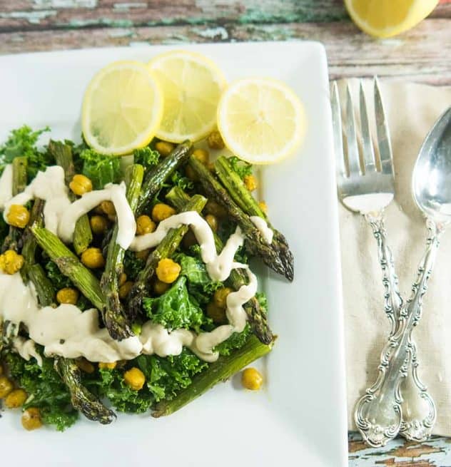 Asparagus Chickpea Salad with Tahini Dressing