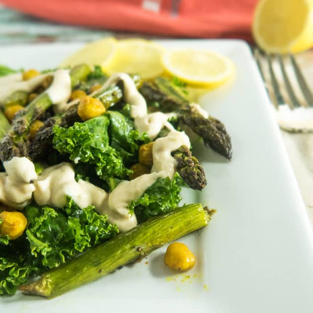 Asparagus Chickpea Salad with Tahini Dressing