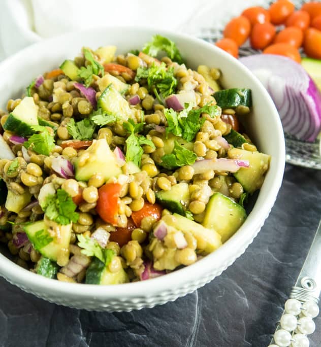 Lentil Bean Cucumber Salad