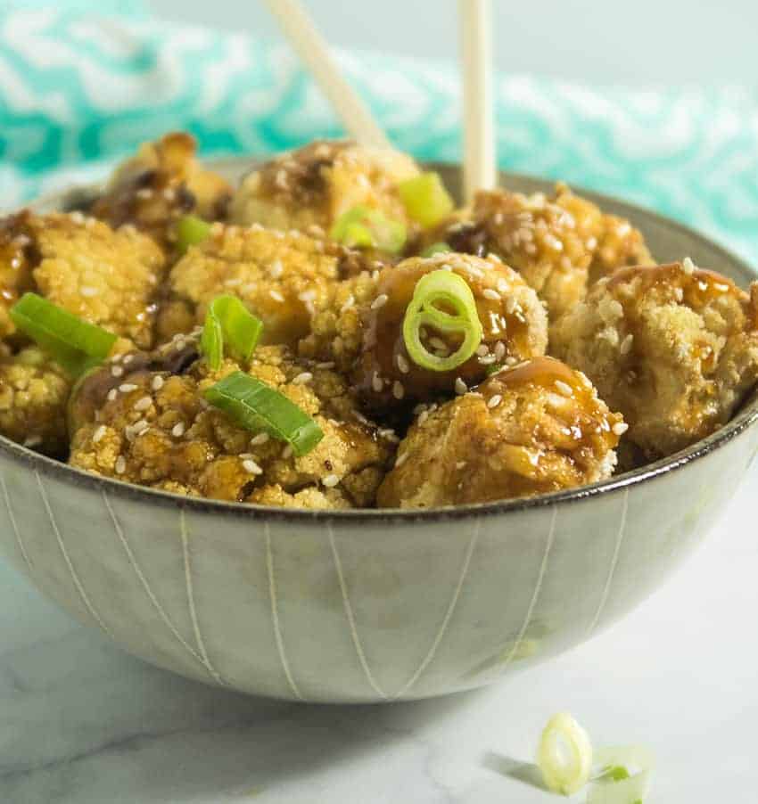 Sticky Sesame Cauliflower Bites