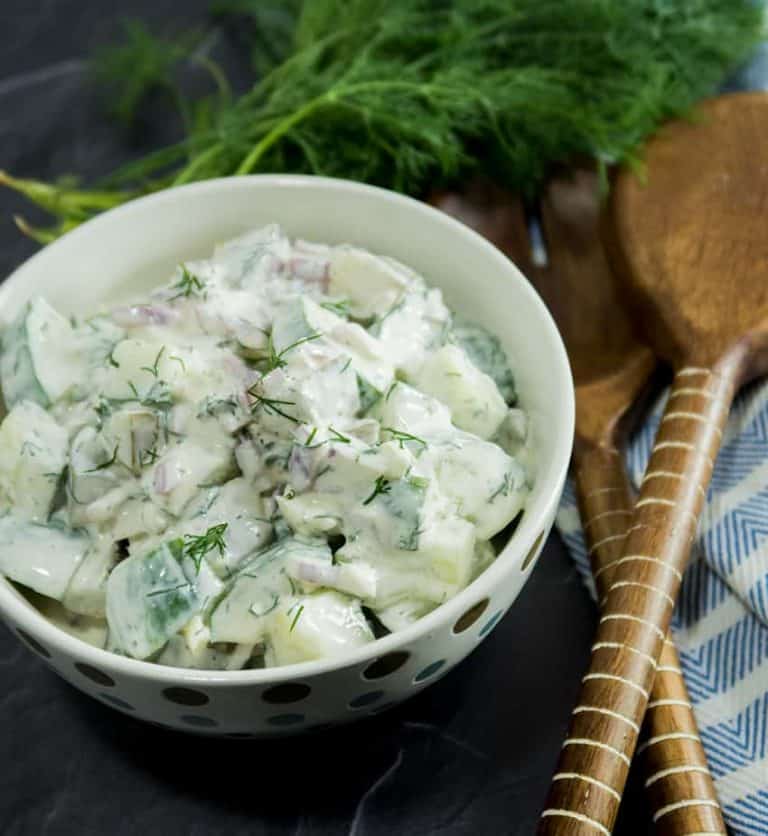 Dill Pickle Cucumber Salad (Gluten Free, Easy) Apples for CJ