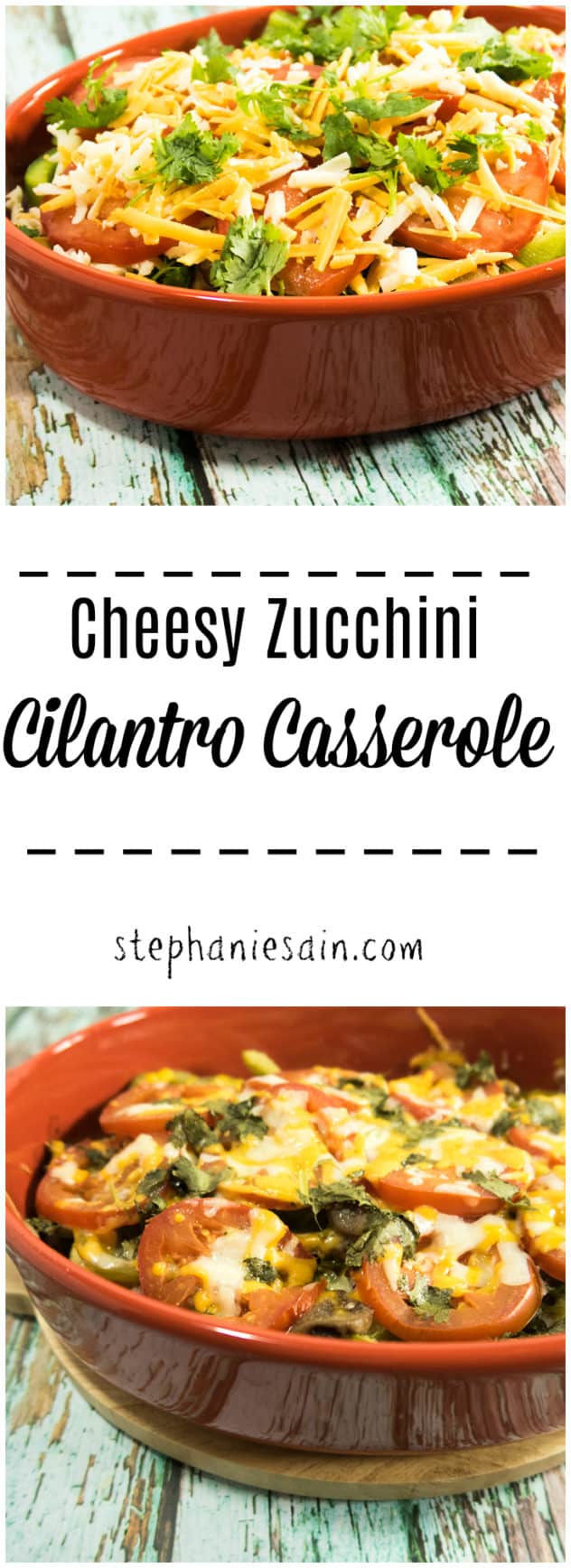 This Cheesy Zucchini Cilantro Casserole is an easy to prepare family friendly dinner perfect for any night of the week. Zucchini, cheese & fresh cilantro are the stars of this casserole. Gluten free & Vegetarian.