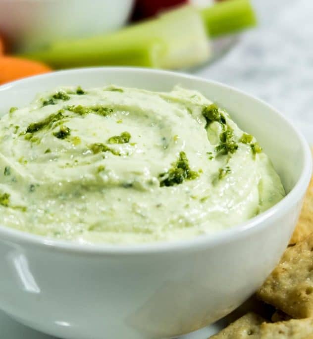 Whipped Feta Pesto Dip (Gluten Free, Low Carb) Apples for CJ
