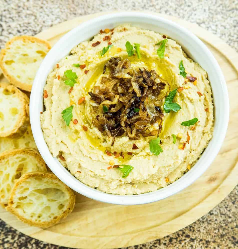 Balsamic Caramelized Onion Hummus Apples for CJ