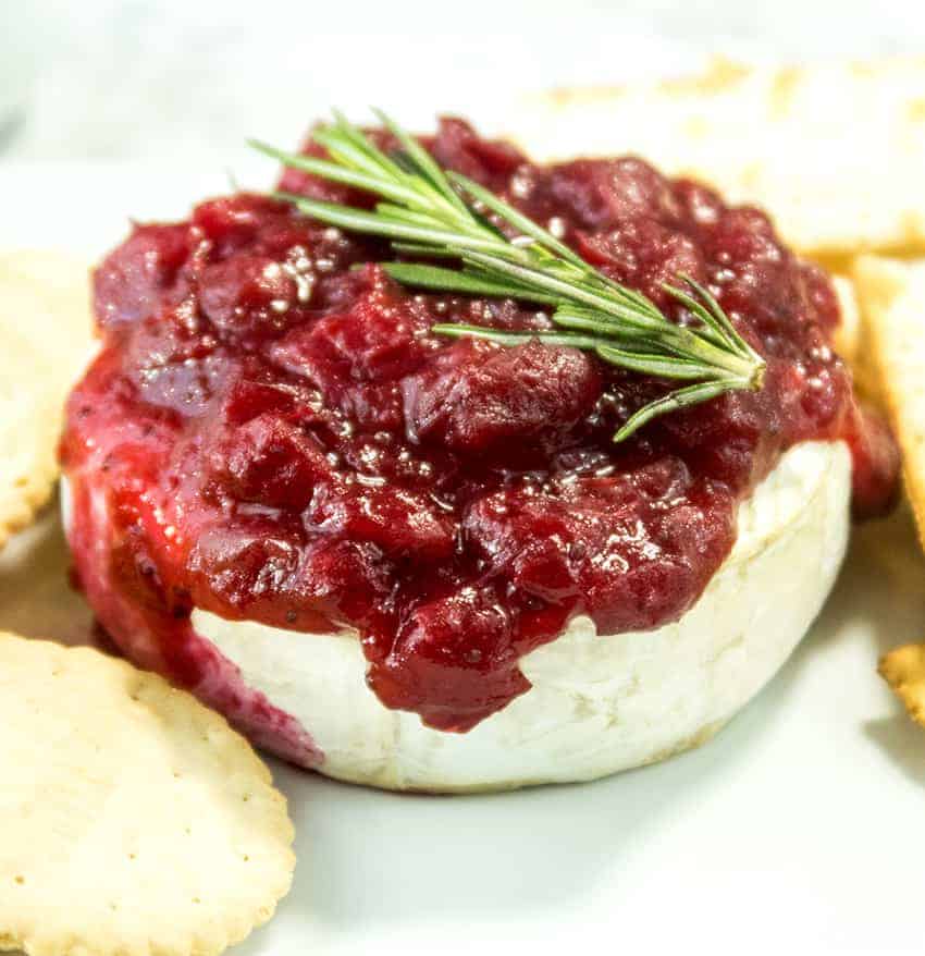 Cranberry Sauce Topped Baked Brie