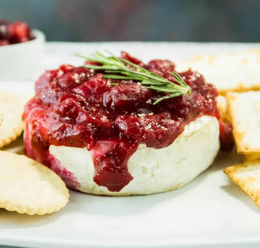 Cranberry Sauce Topped Baked Brie