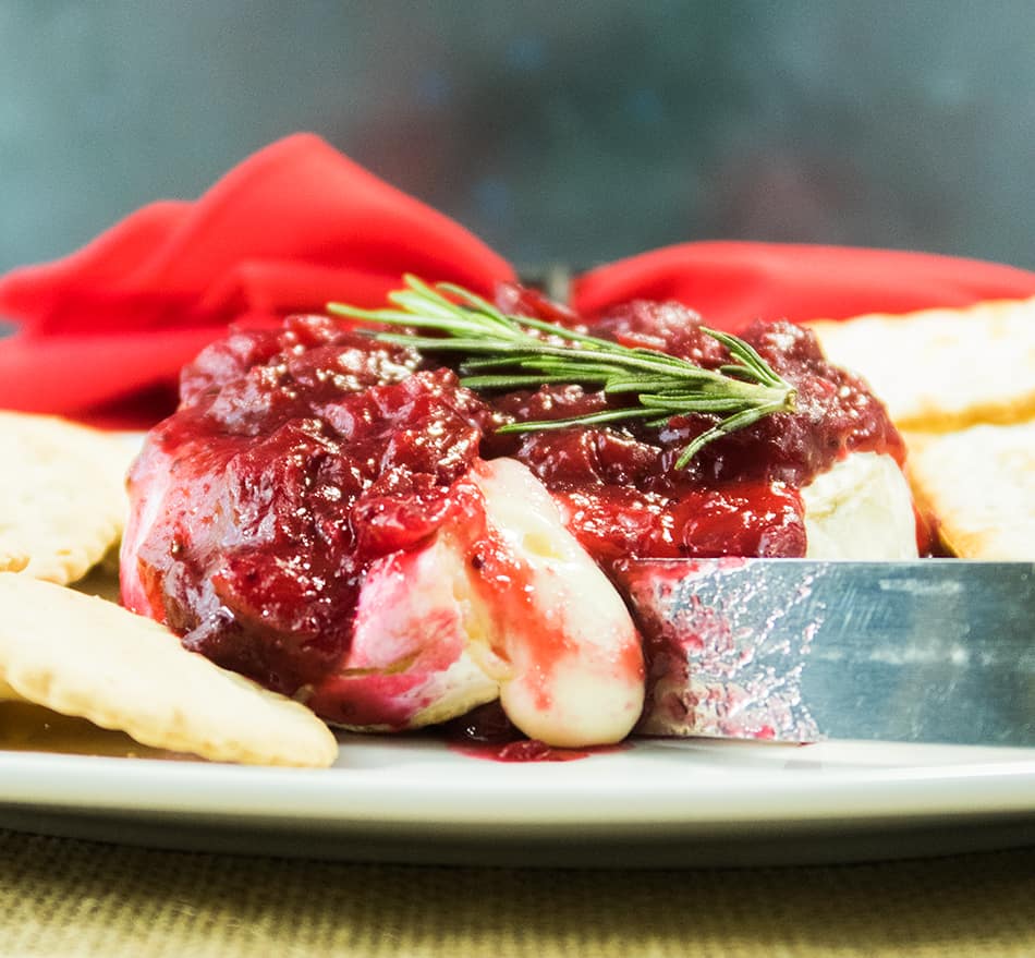 Cranberry Sauce Topped Baked Brie
