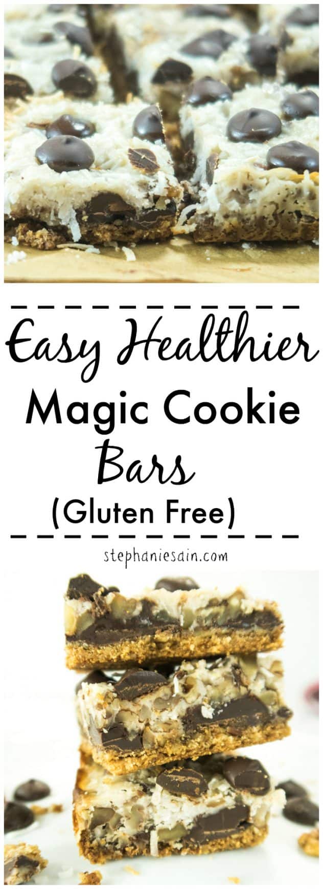 Easy Healthier Magic Cookie Bars are a healthier, lightened up version of an age old favorite. Made without added refined sugars, Vegan & Paleo friendly.
