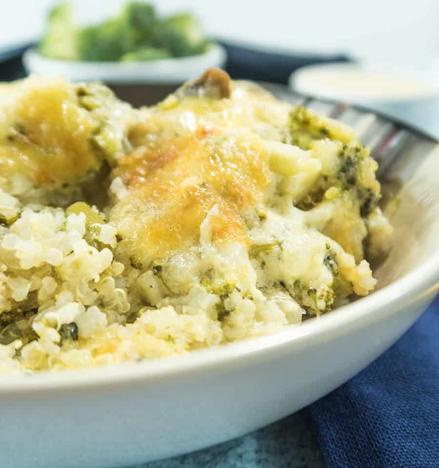 Cheesy Broccoli Mushroom Quinoa Bake (Gluten Free) Apples for CJ
