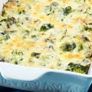 Cheesy Broccoli Mushroom Quinoa Bake