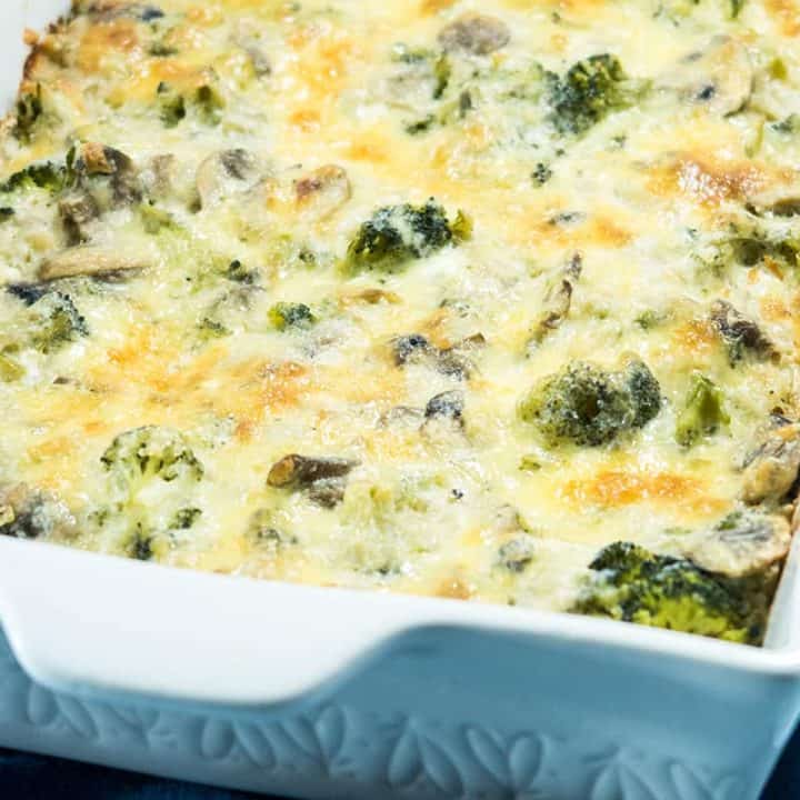 Cheesy Broccoli Mushroom Quinoa Bake (Gluten Free) Apples for CJ