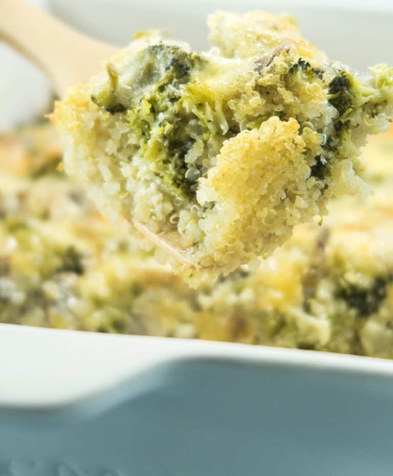 Cheesy Broccoli Mushroom Quinoa Bake (Gluten Free) Apples for CJ