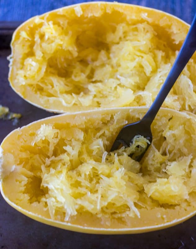 cooked spaghetti squash in it's shell