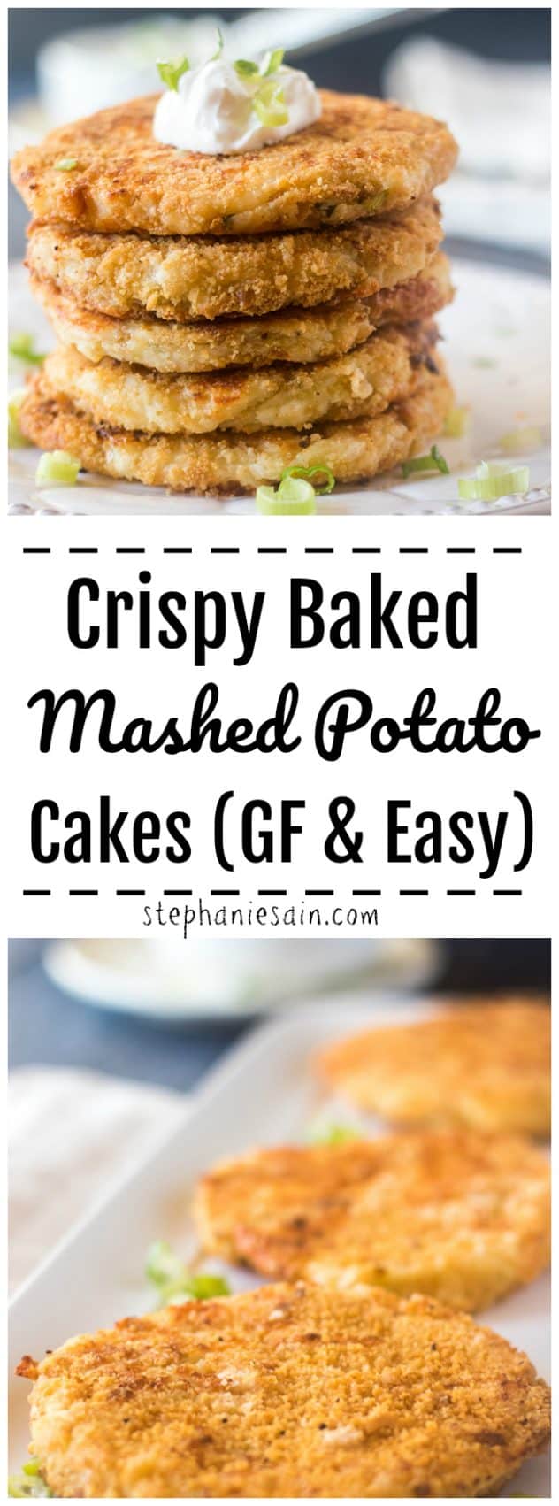 These Mashed Potato Cakes are oven baked and crispy, cheesy and perfect as a side to any meal. Also great as snack or appetizer. Only 4 ingredients needed to make this super easy delicious potato cakes. Gluten Free & Easy.