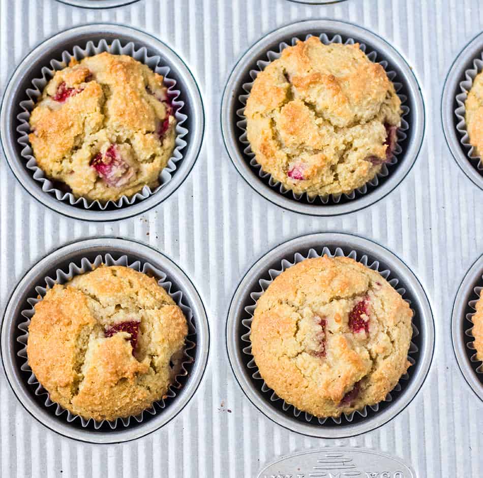 Strawberry Muffins in baking pan