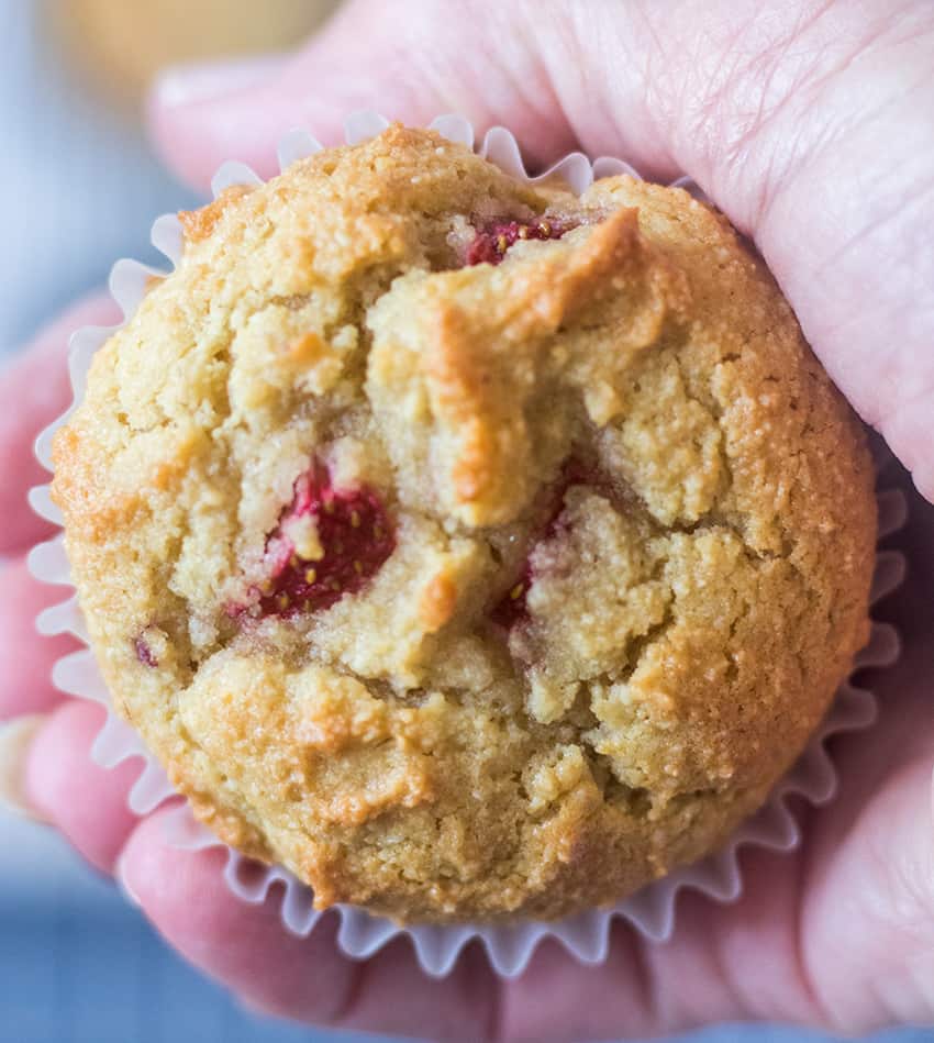 Holding Strawberry Muffin in hand