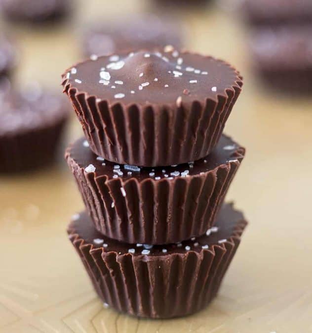 Three Cashew Nut Butter Cups stacked on top of each other.