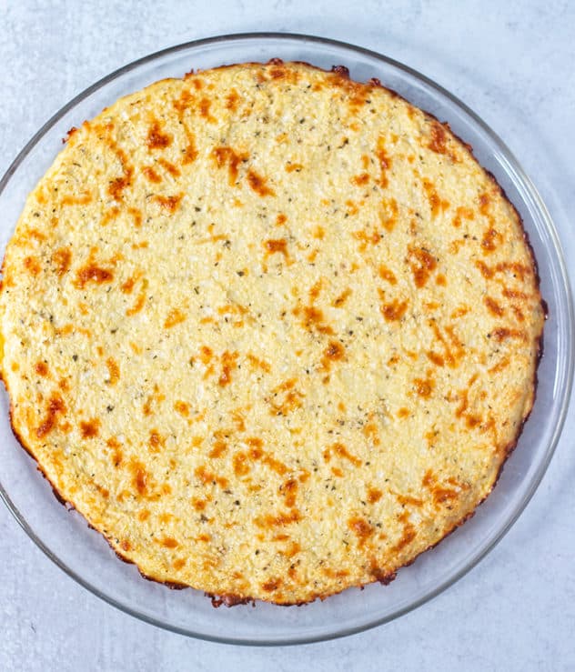 Baked Cauliflower Pizza Crust.