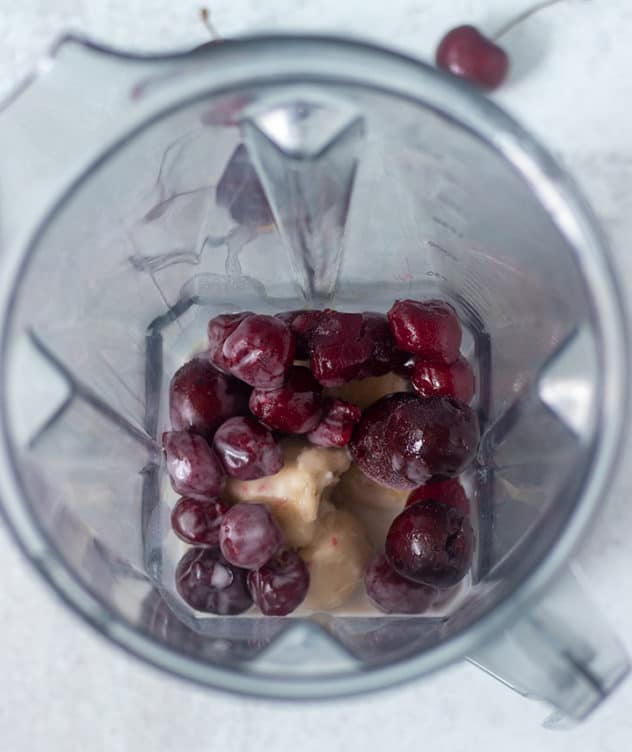 Cherry Smoothie in a vitamin blender.